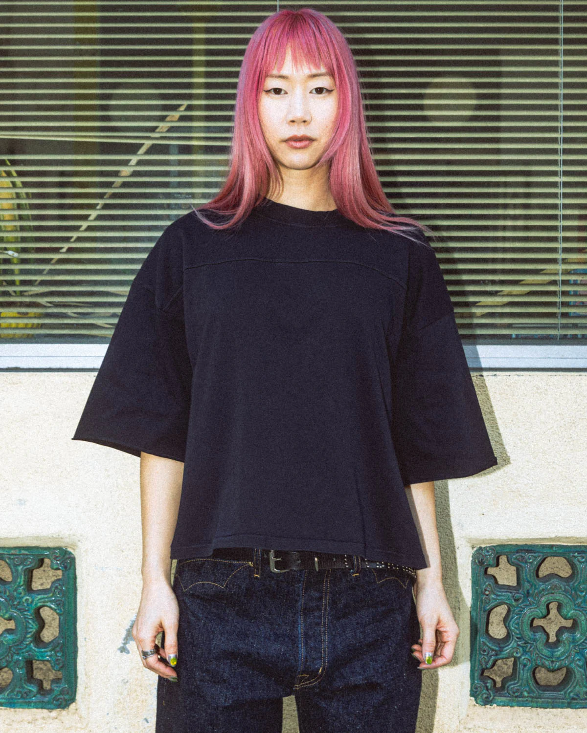 Football T-Shirt - Washed Black - Image 5