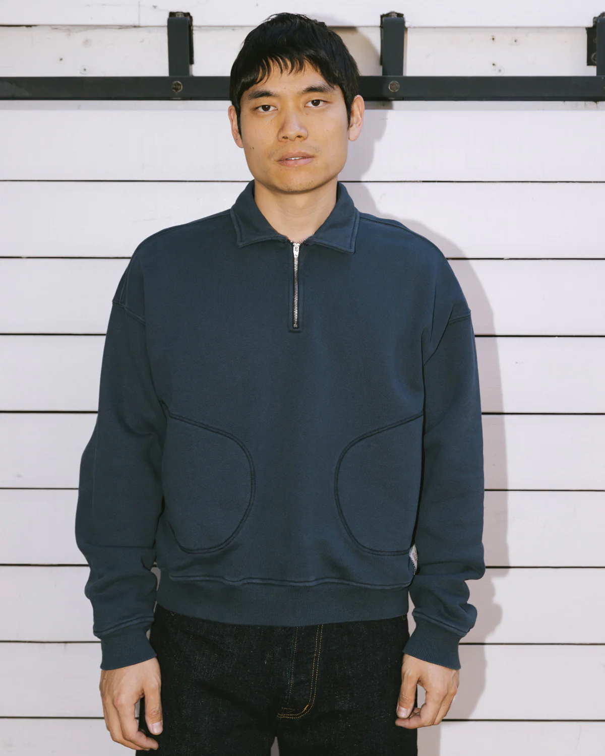 Half Zip Collared Sweatshirt - Midnight - Image 2