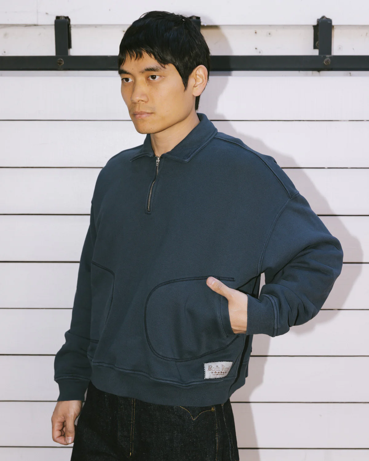 Half Zip Collared Sweatshirt - Midnight - Image 4