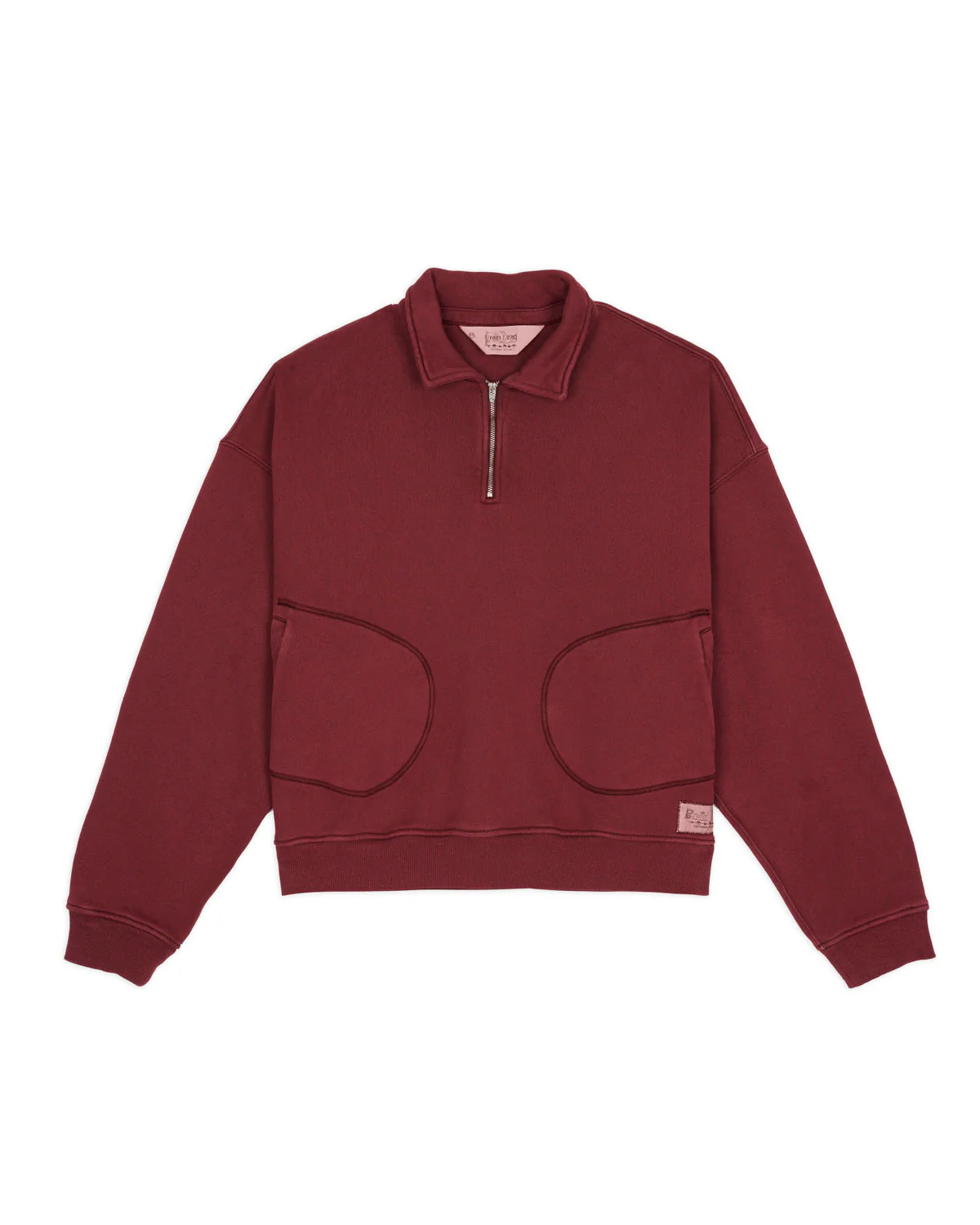 Half Zip Collared Sweatshirt - Wine