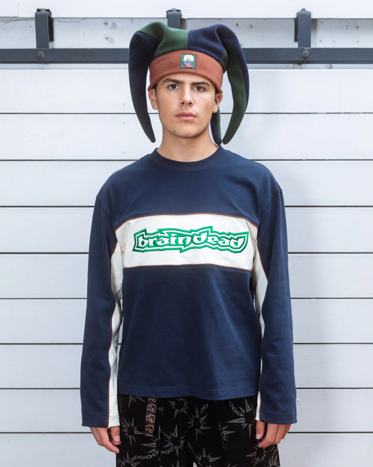 Heavyweight Paneled Long Sleeve Shirt - Navy - Image 2