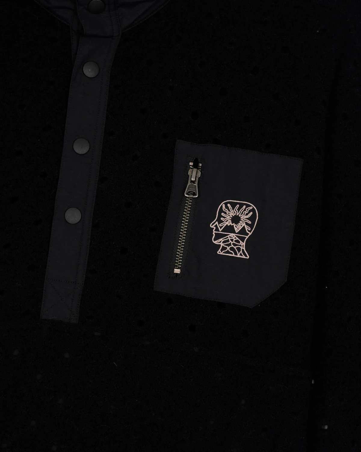 Hole Mock Neck Pullover - Black - Image 3