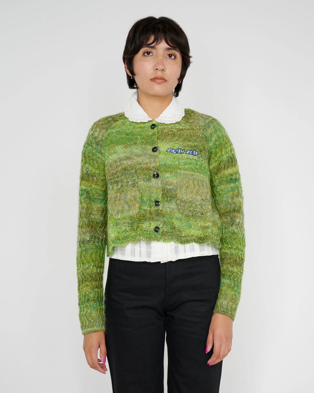Isa Scalloped Cardigan - Green Multi - Image 4