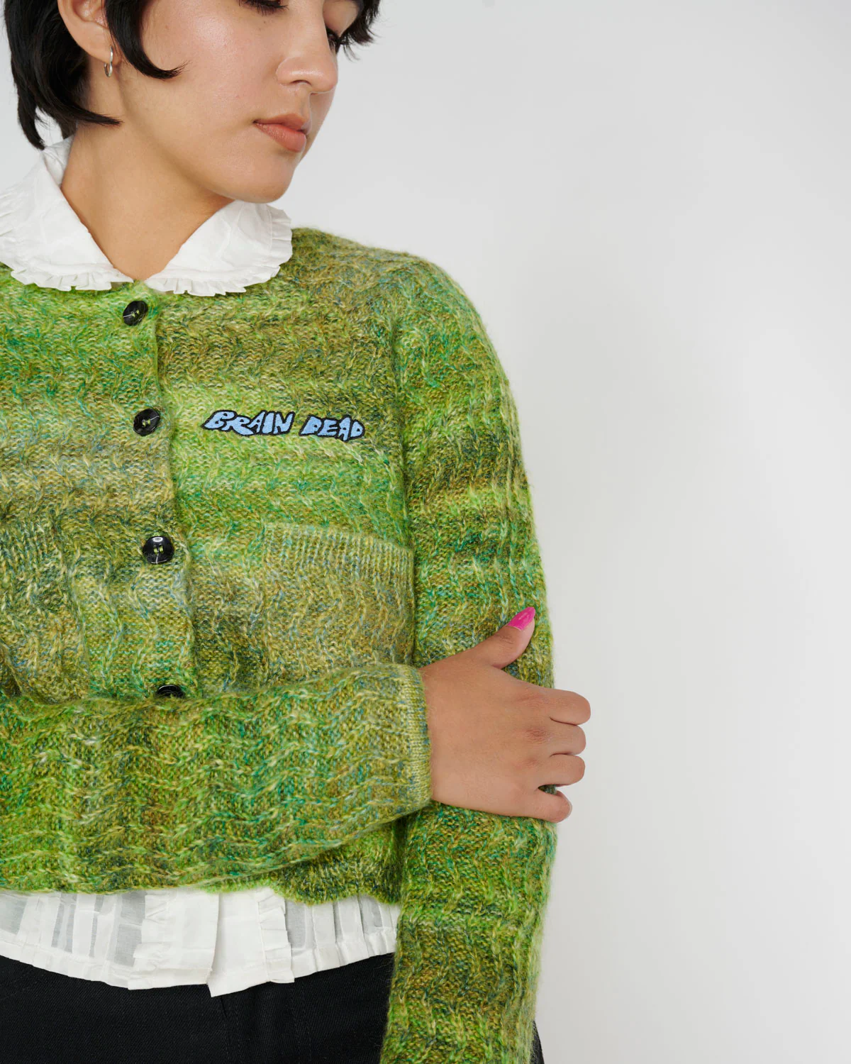 Isa Scalloped Cardigan - Green Multi - Image 6