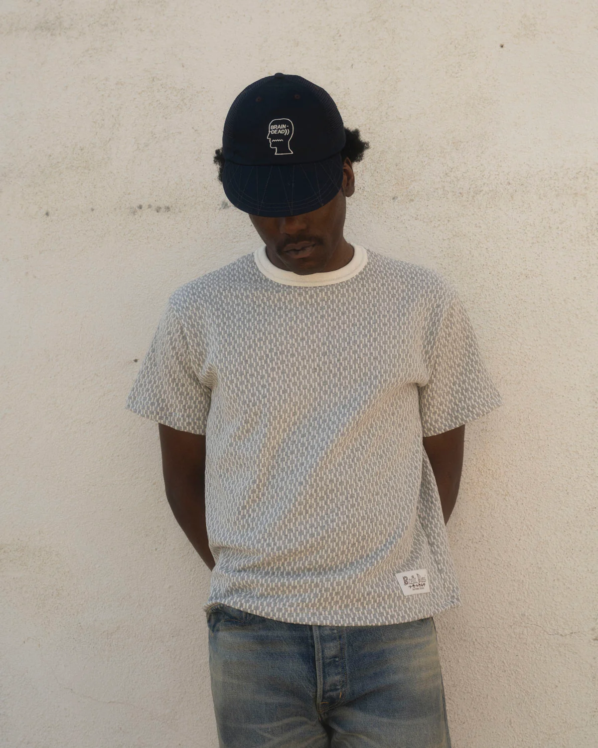 Jacquard Broken Stripe T-shirt - Grey - Image 2