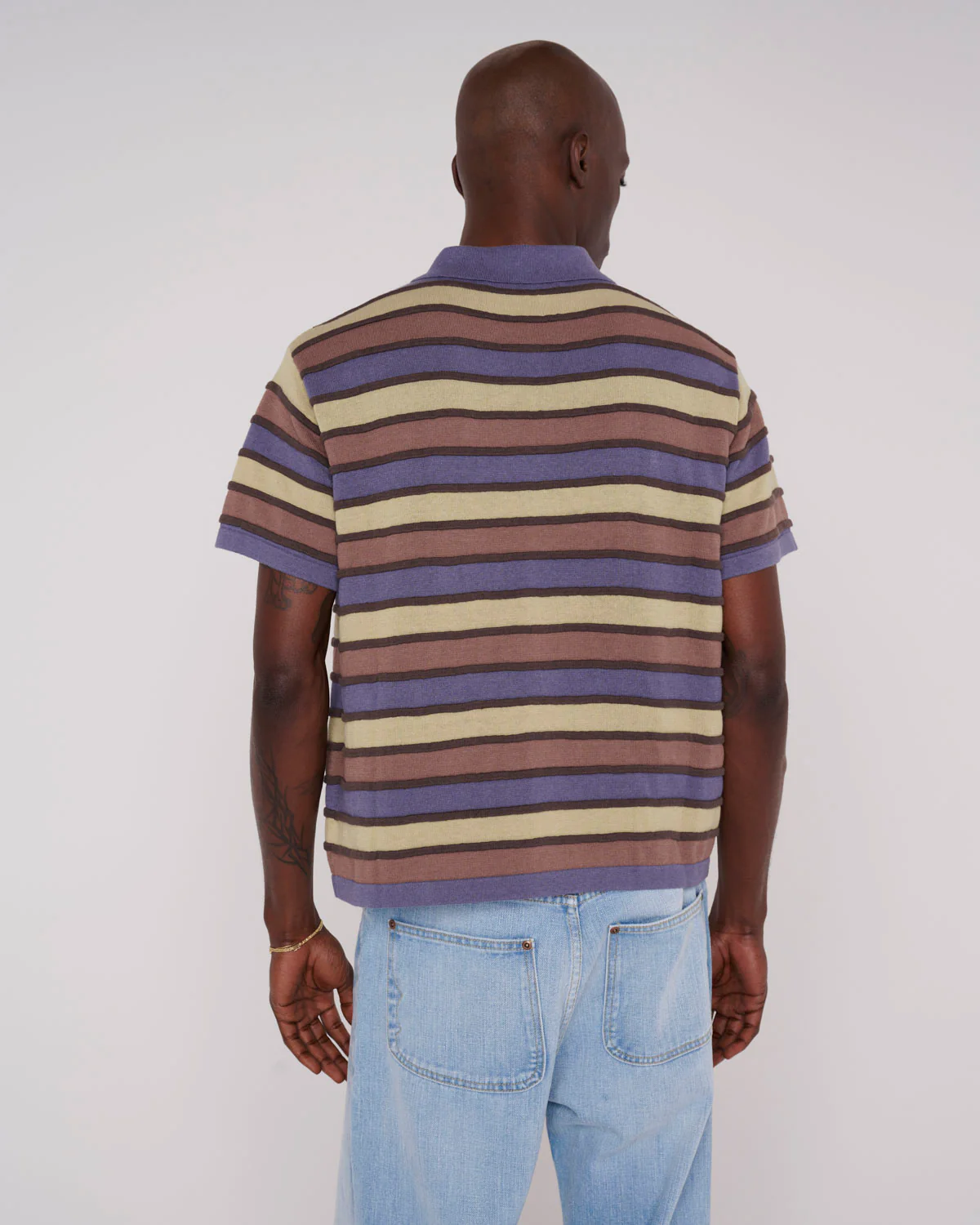 Lifted Stripe Half Zip Shirt - Blue Multi - Image 6