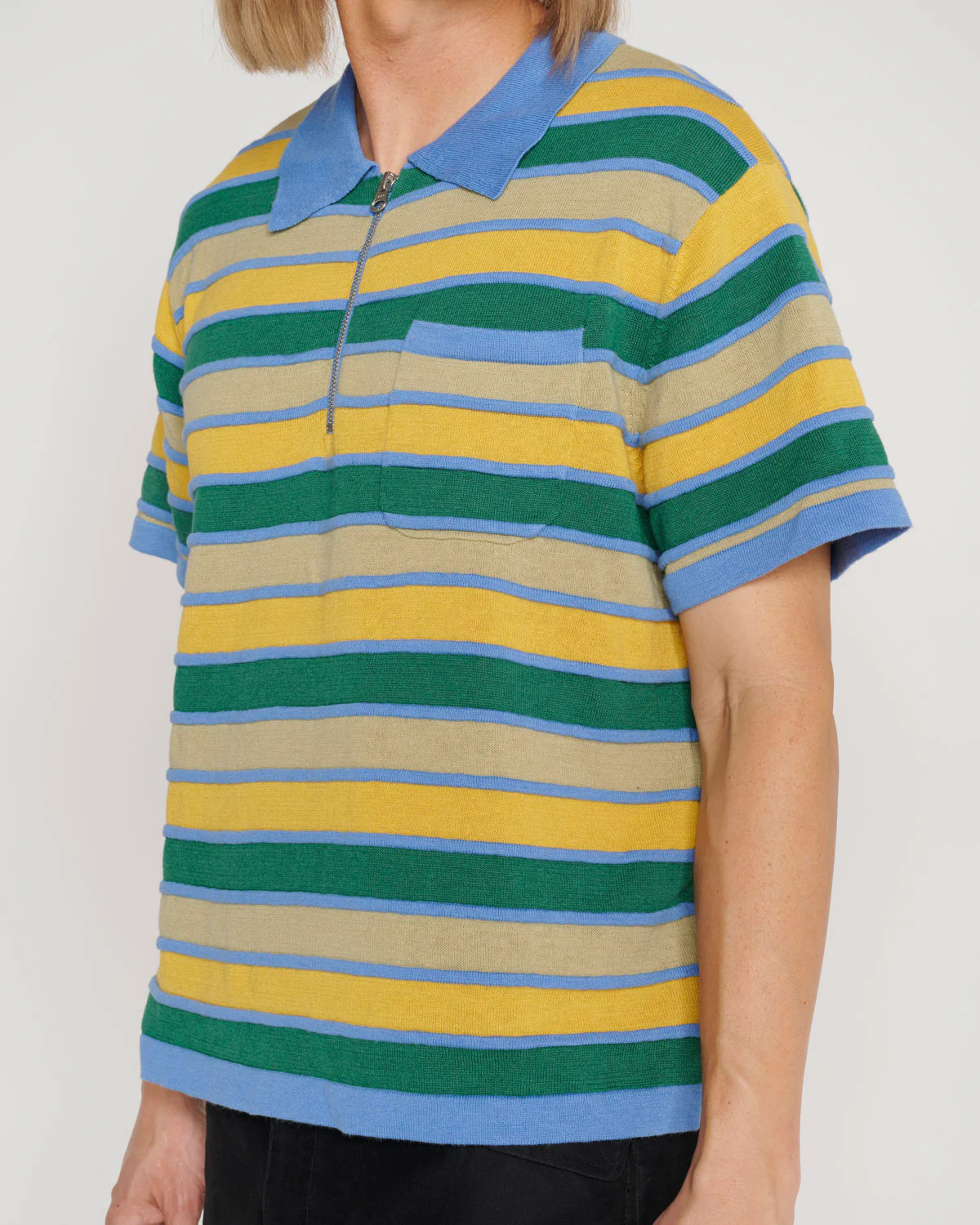 Lifted Stripe Half Zip Shirt - Yellow Multi - Image 2