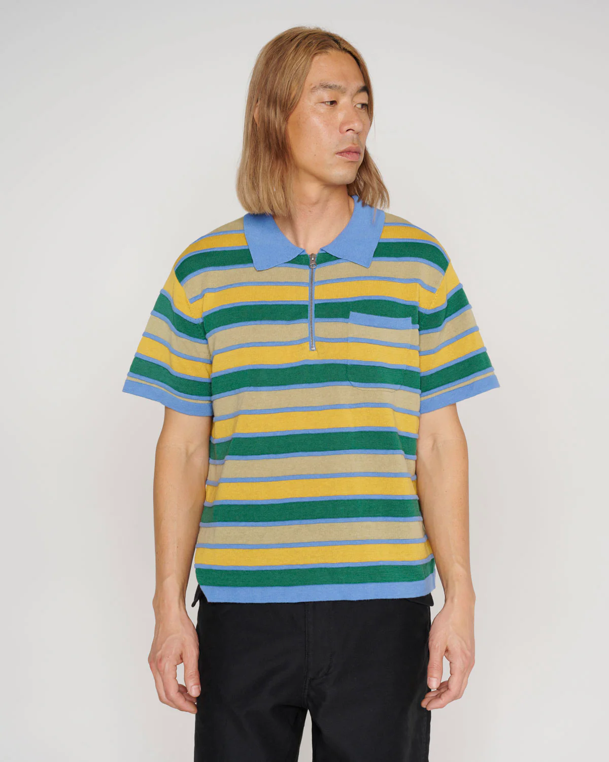 Lifted Stripe Half Zip Shirt - Yellow Multi - Image 5