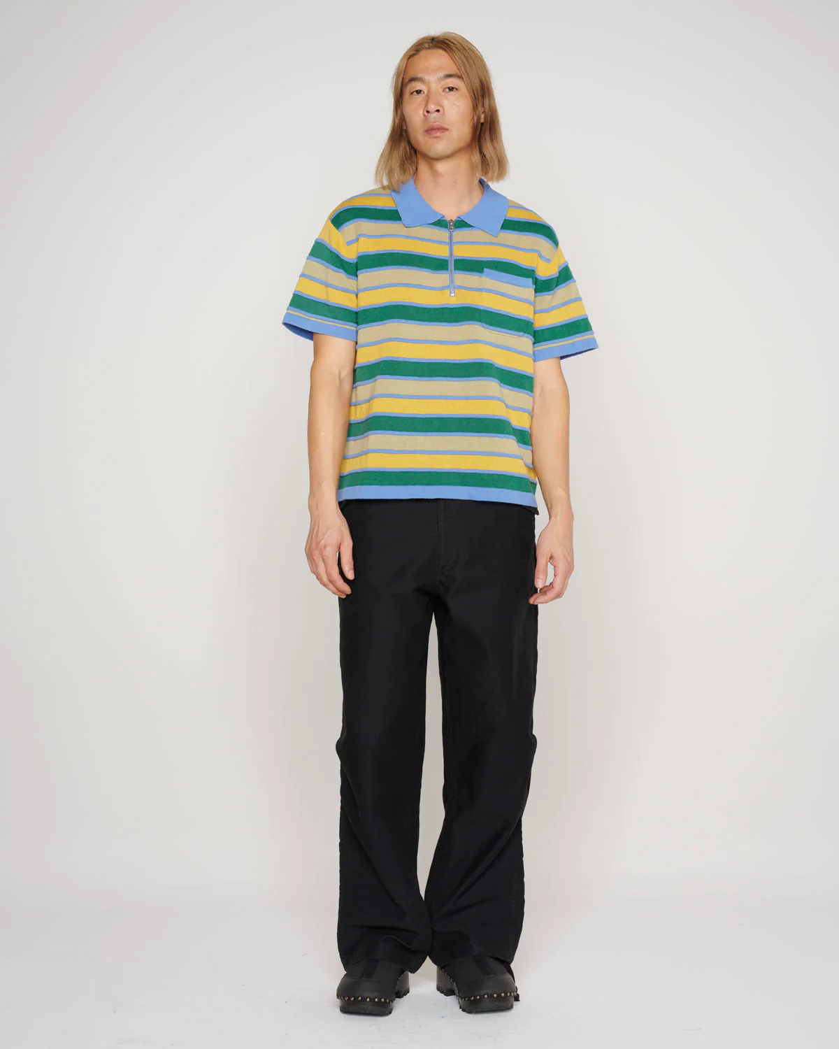 Lifted Stripe Half Zip Shirt - Yellow Multi - Image 7