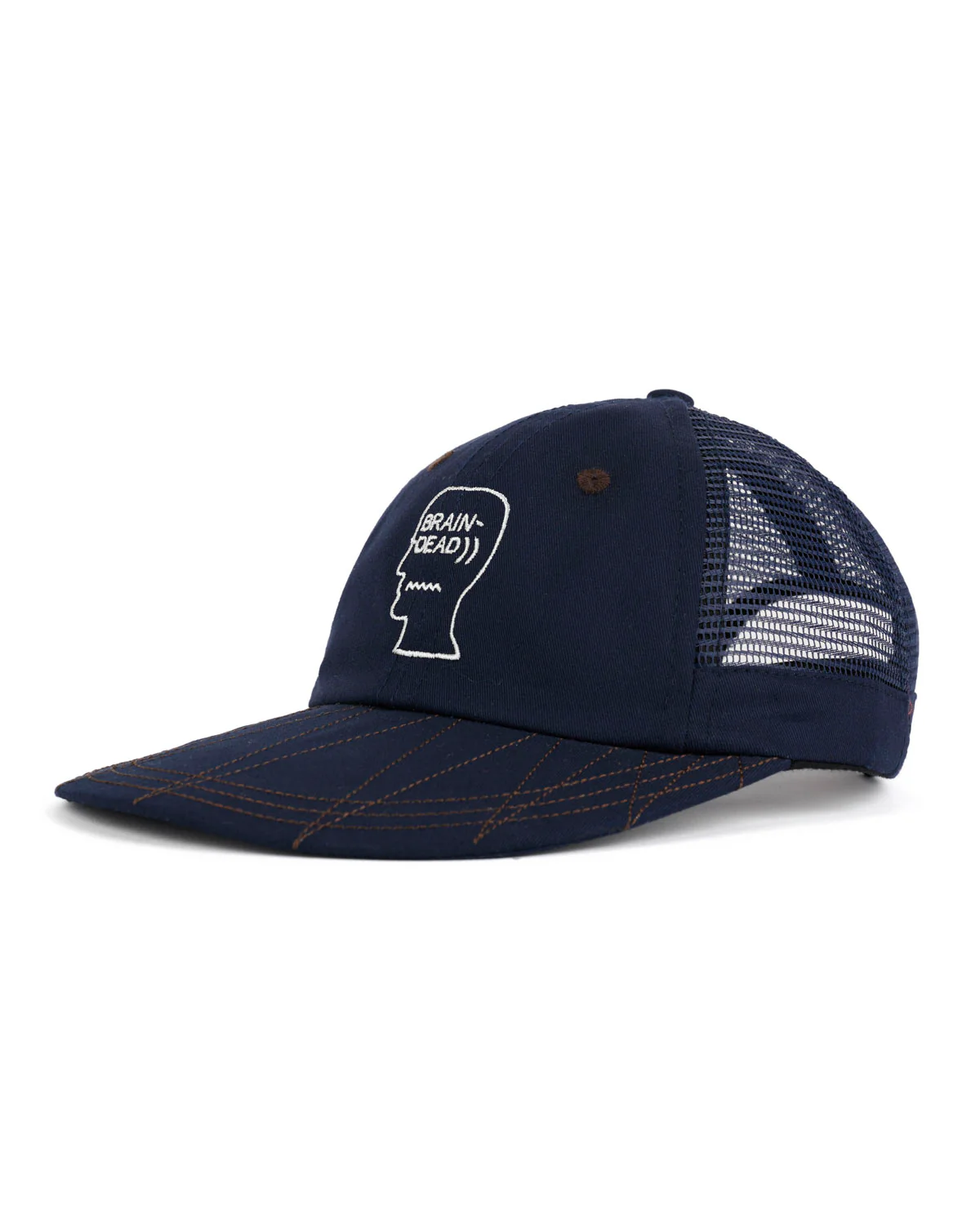 Logohead Long Brim Mesh Panel Hat - Navy - Image 2