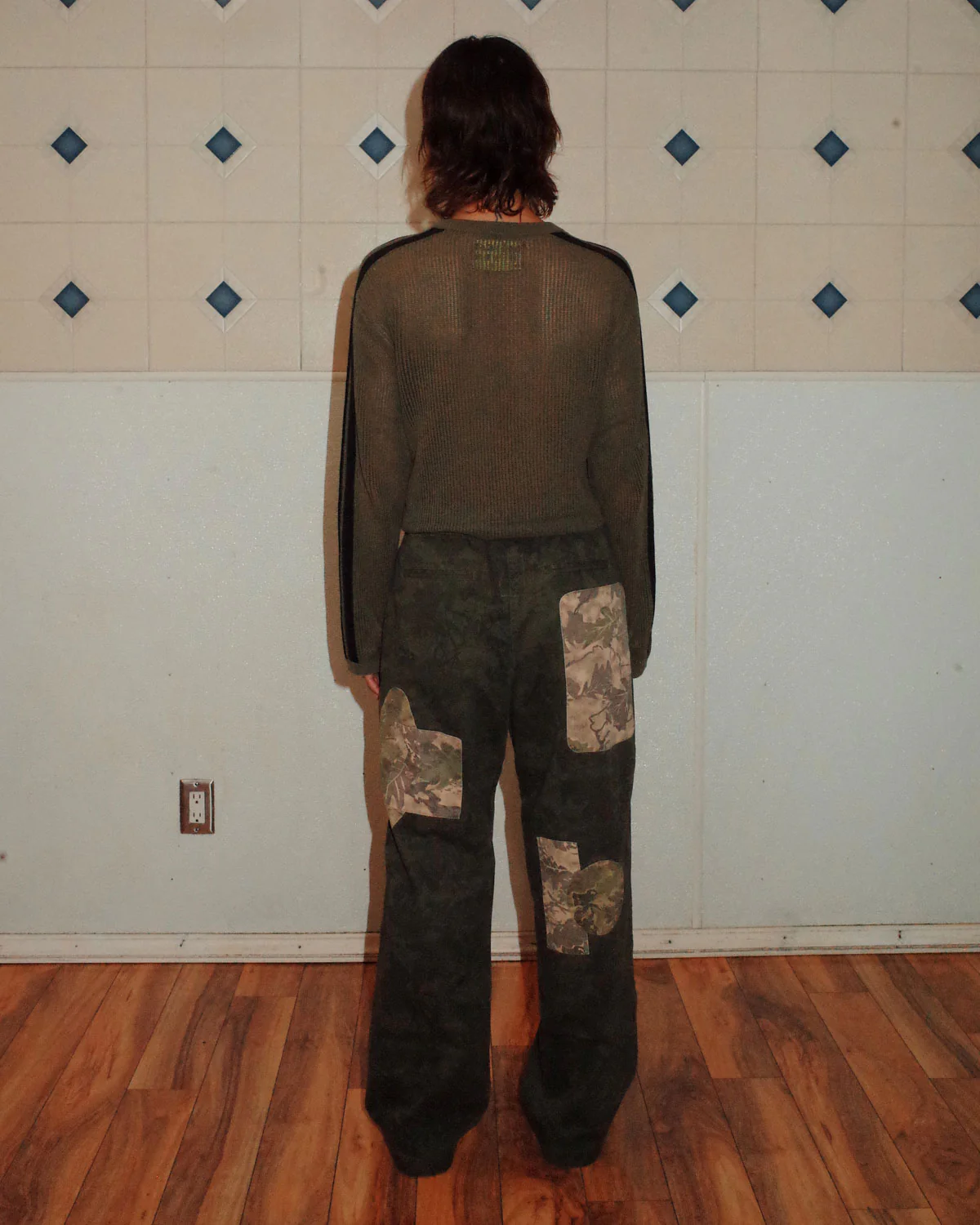 Long Sleeve Mesh Sweater - Green - Image 4