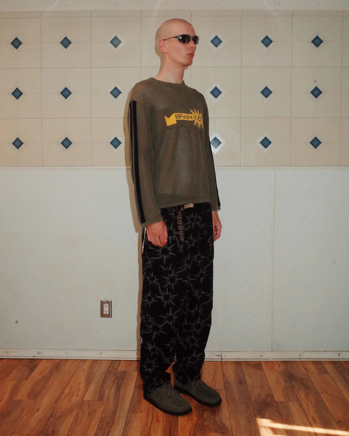 Long Sleeve Mesh Sweater - Green - Image 6
