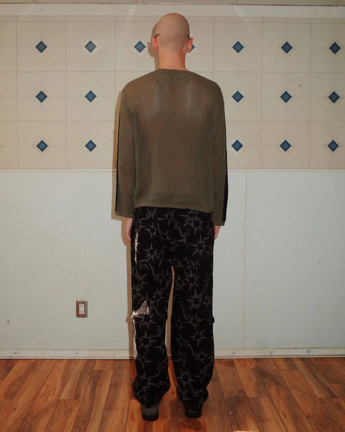 Long Sleeve Mesh Sweater - Green - Image 7