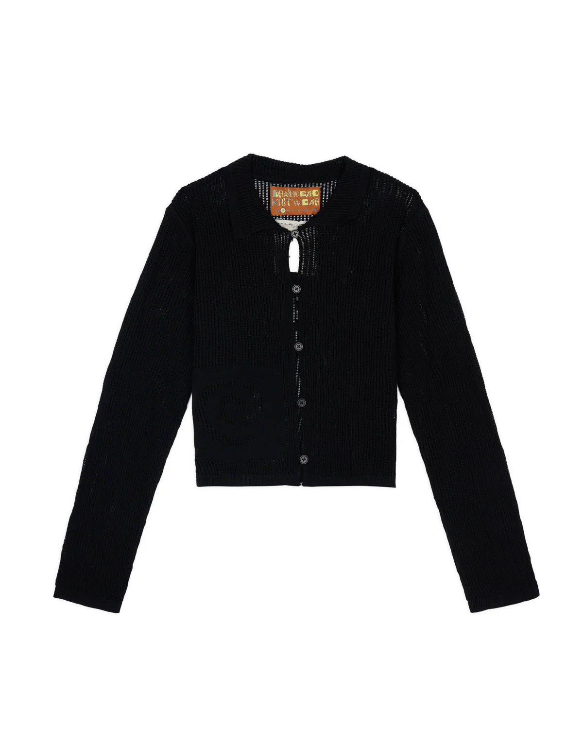 Mesh Knit Spiral Cardigan - Black