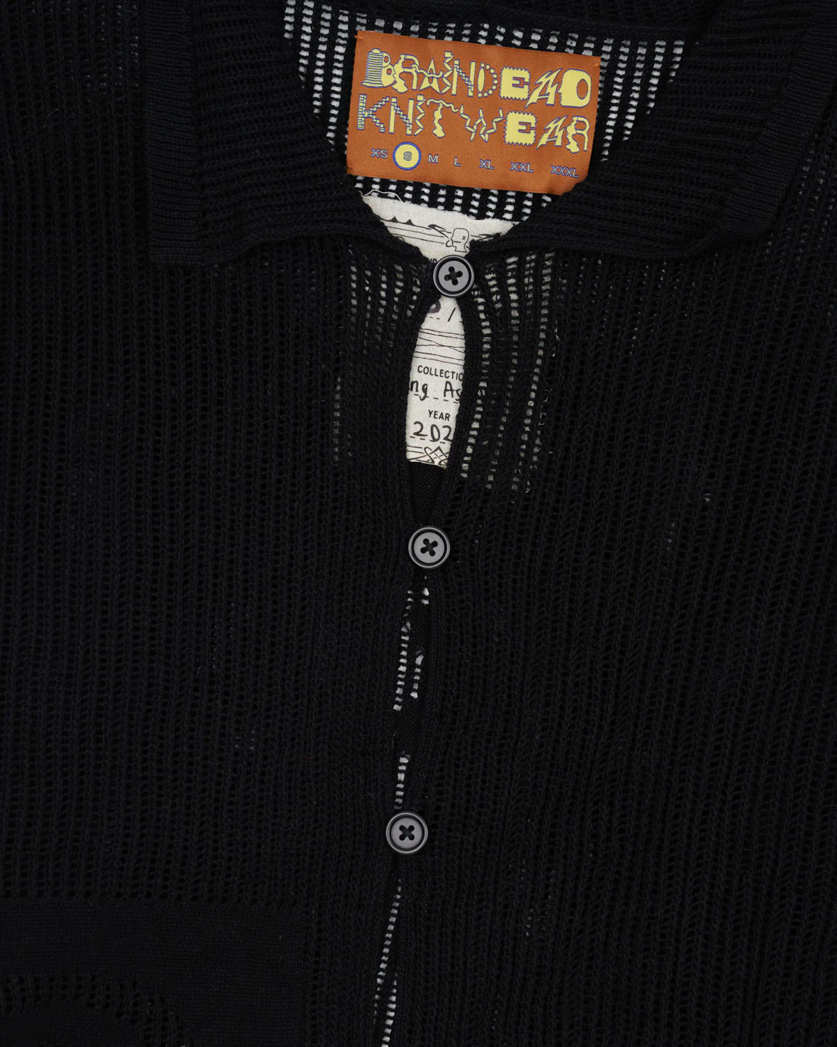 Mesh Knit Spiral Cardigan - Black - Image 3