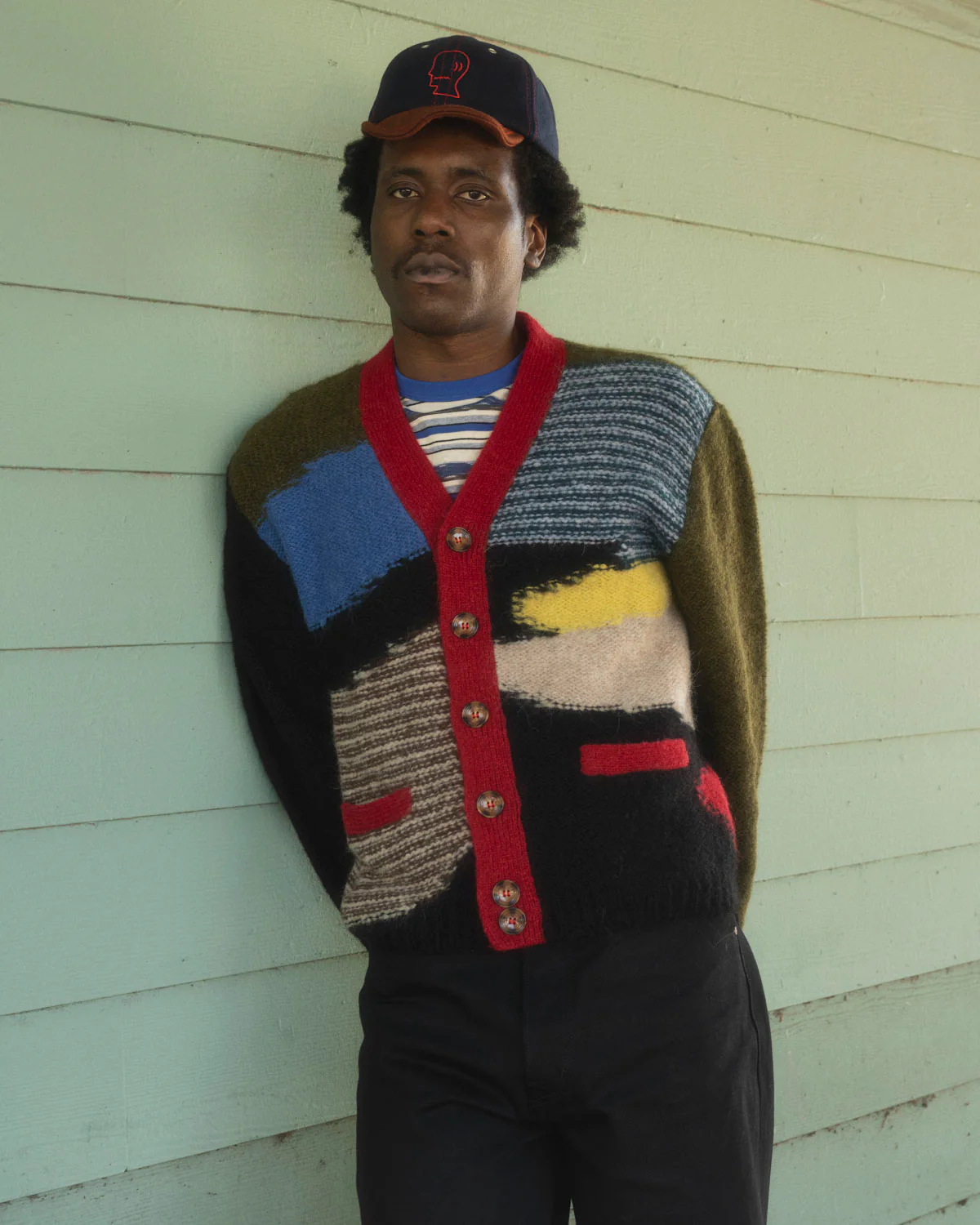 Mixed Pattern Cardigan - Olive Multi - Image 5