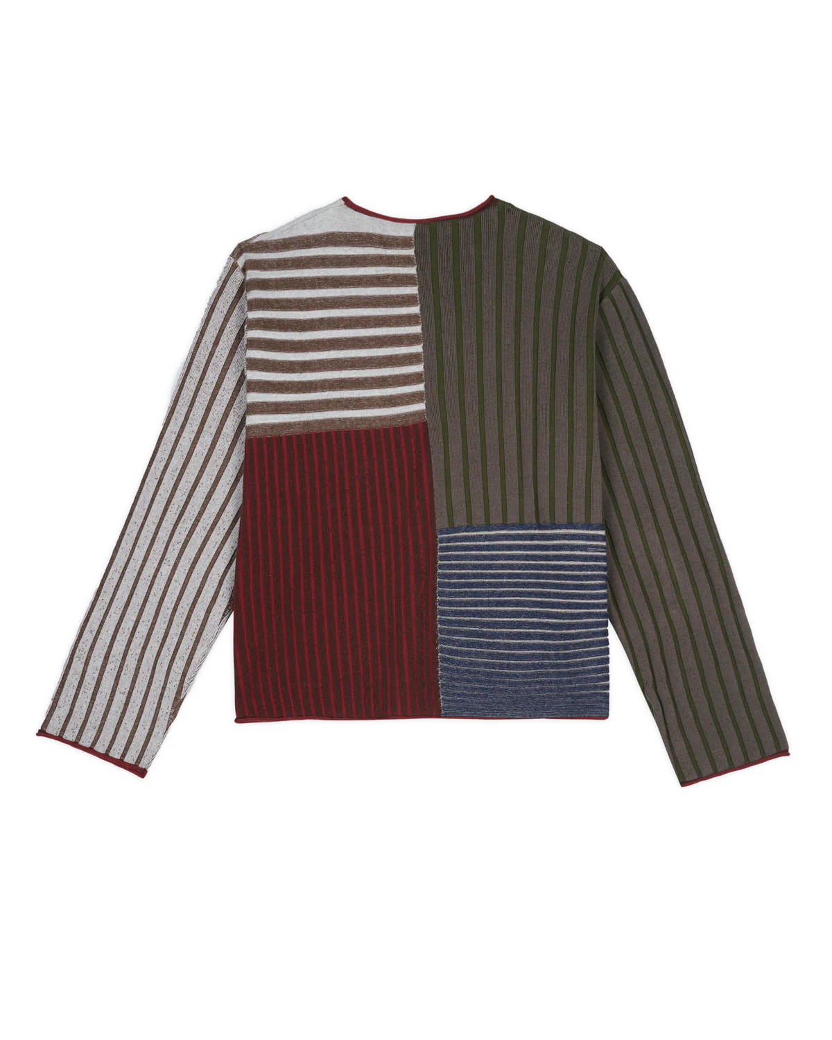 Mixed Stripe Boxy Knit Sweater - Green Multi - Image 4
