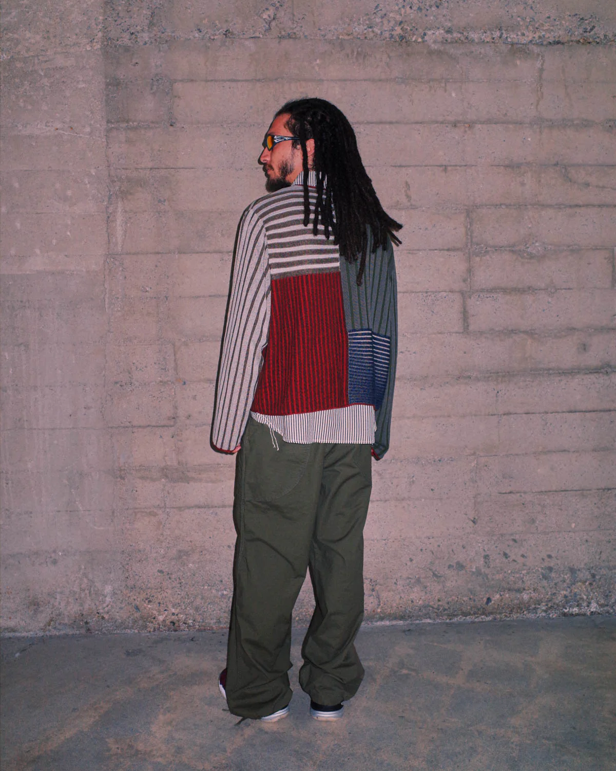 Mixed Stripe Boxy Knit Sweater - Green Multi - Image 6