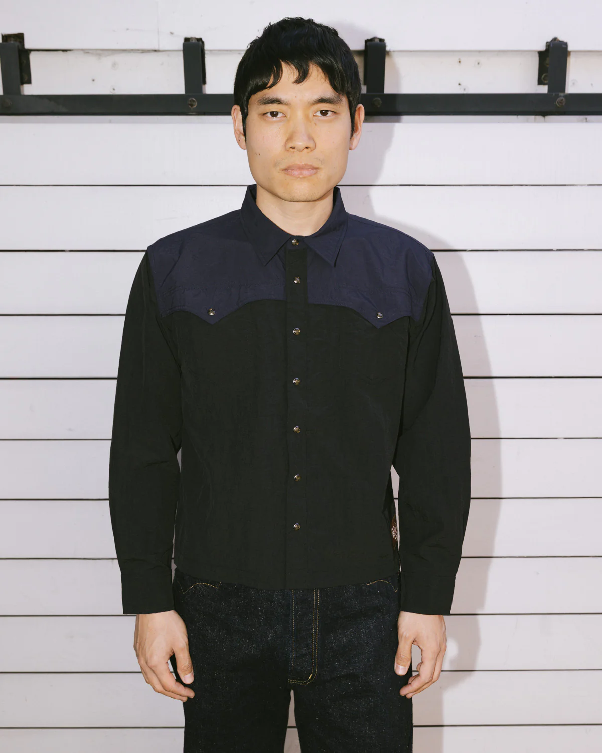 Nylon Western Shirt - Black - Image 2