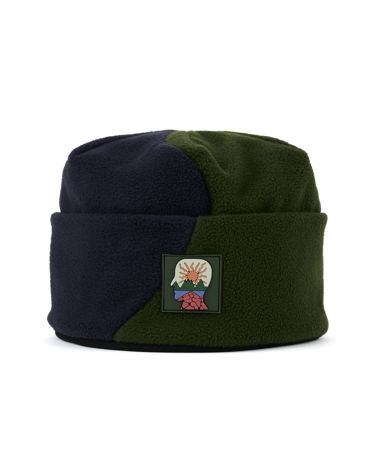 Organic Panel Polar Fleece Beanie - Navy/Olive