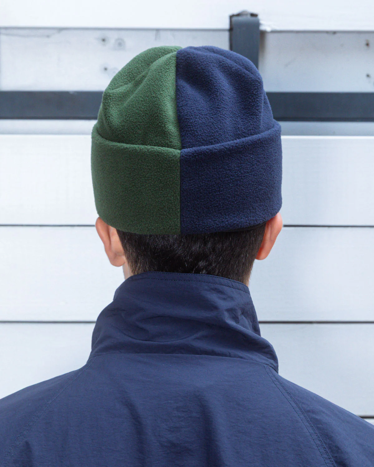 Organic Panel Polar Fleece Beanie - Navy/Olive - Image 10