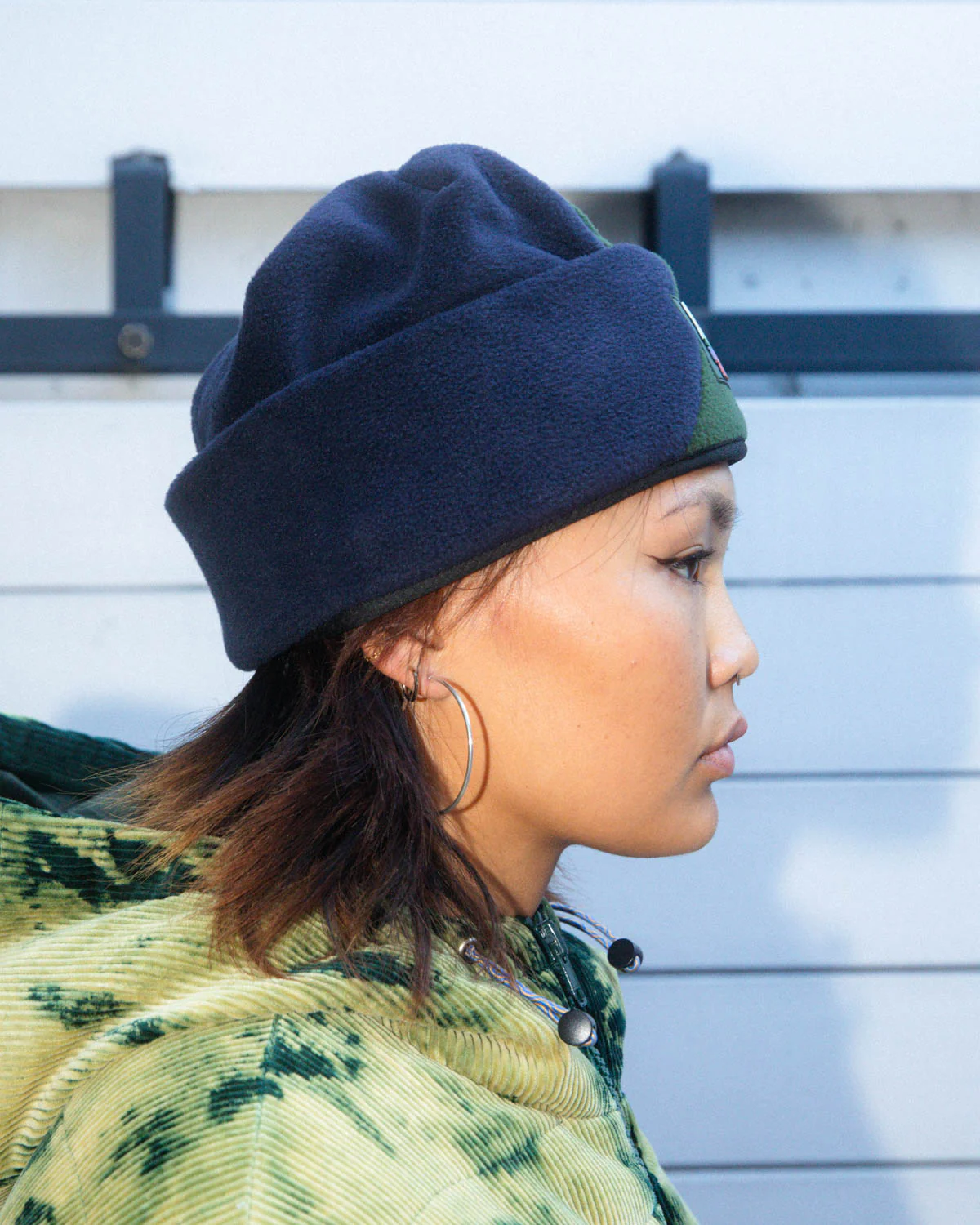 Organic Panel Polar Fleece Beanie - Navy/Olive - Image 8