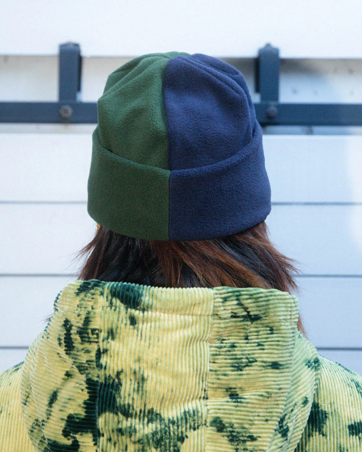 Organic Panel Polar Fleece Beanie - Navy/Olive - Image 9