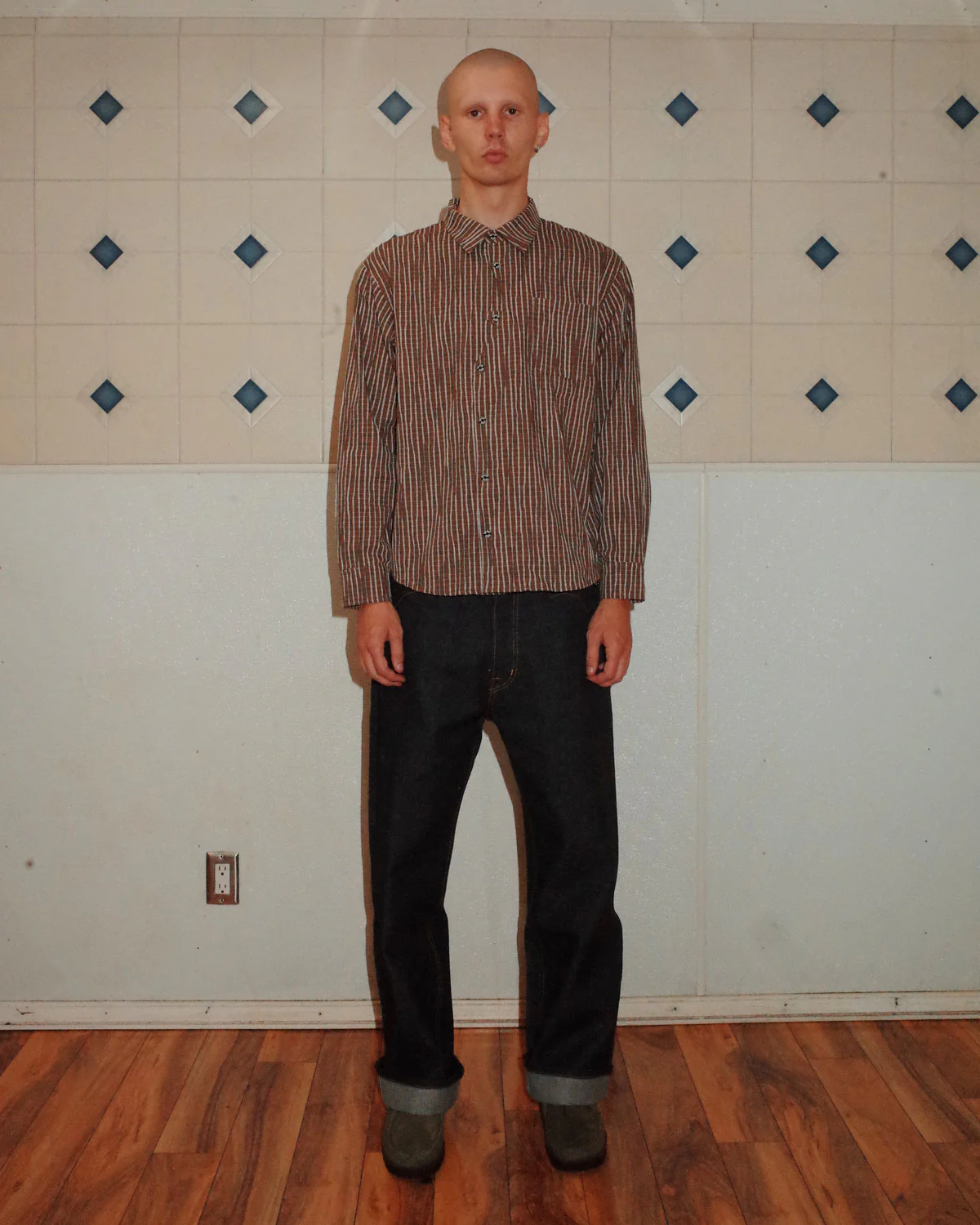 Organic Placket Button Up Shirt - Brown - Image 2