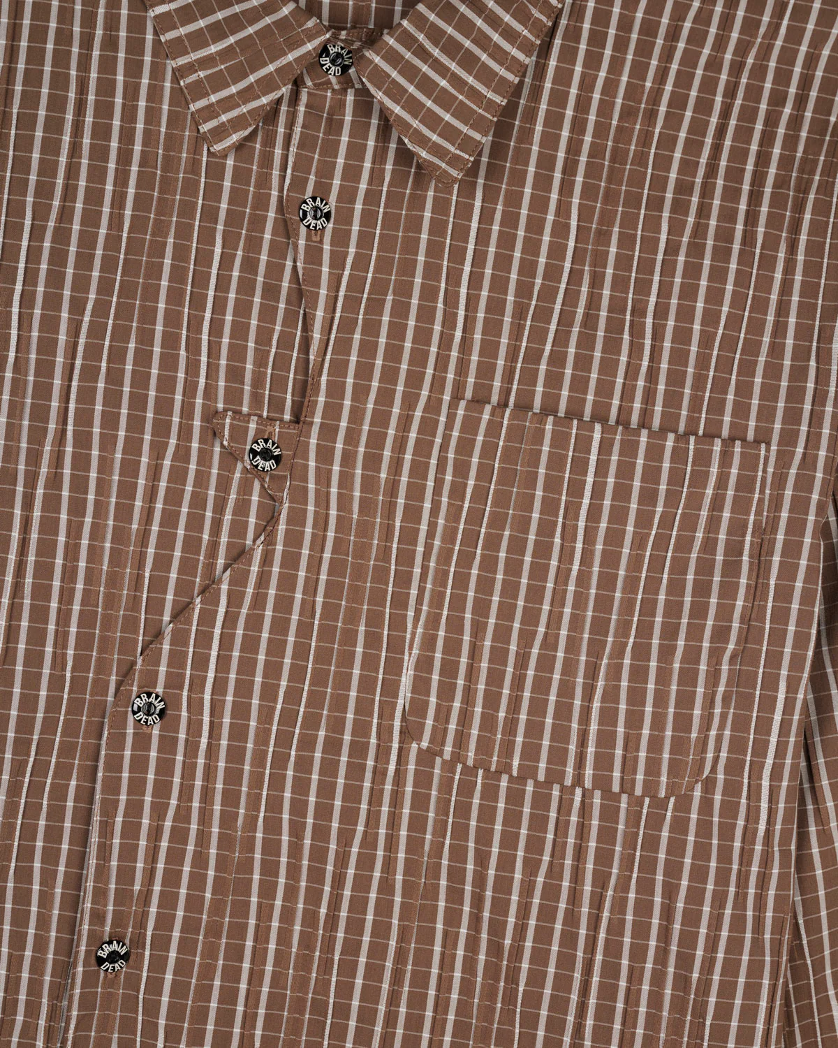 Organic Placket Button Up Shirt - Brown - Image 5