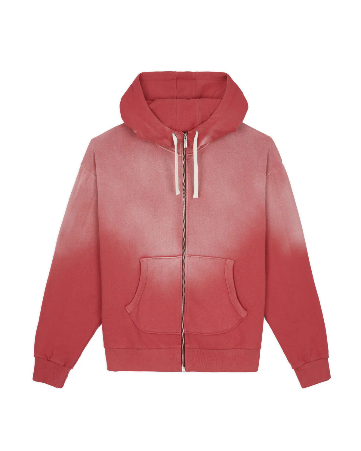 Padded Elbow Zip-Up Hoodie - Brick