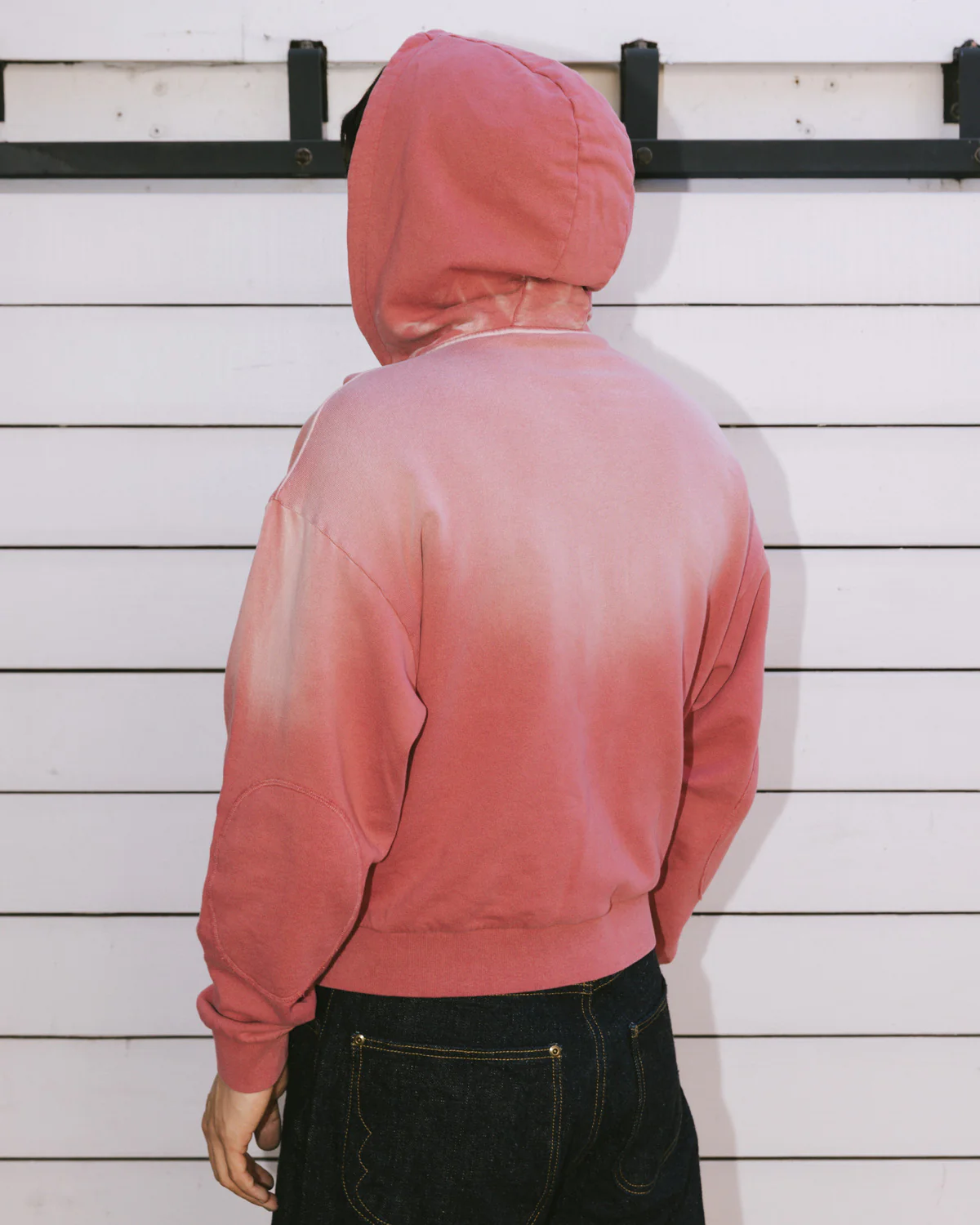 Padded Elbow Zip-Up Hoodie - Brick - Image 7