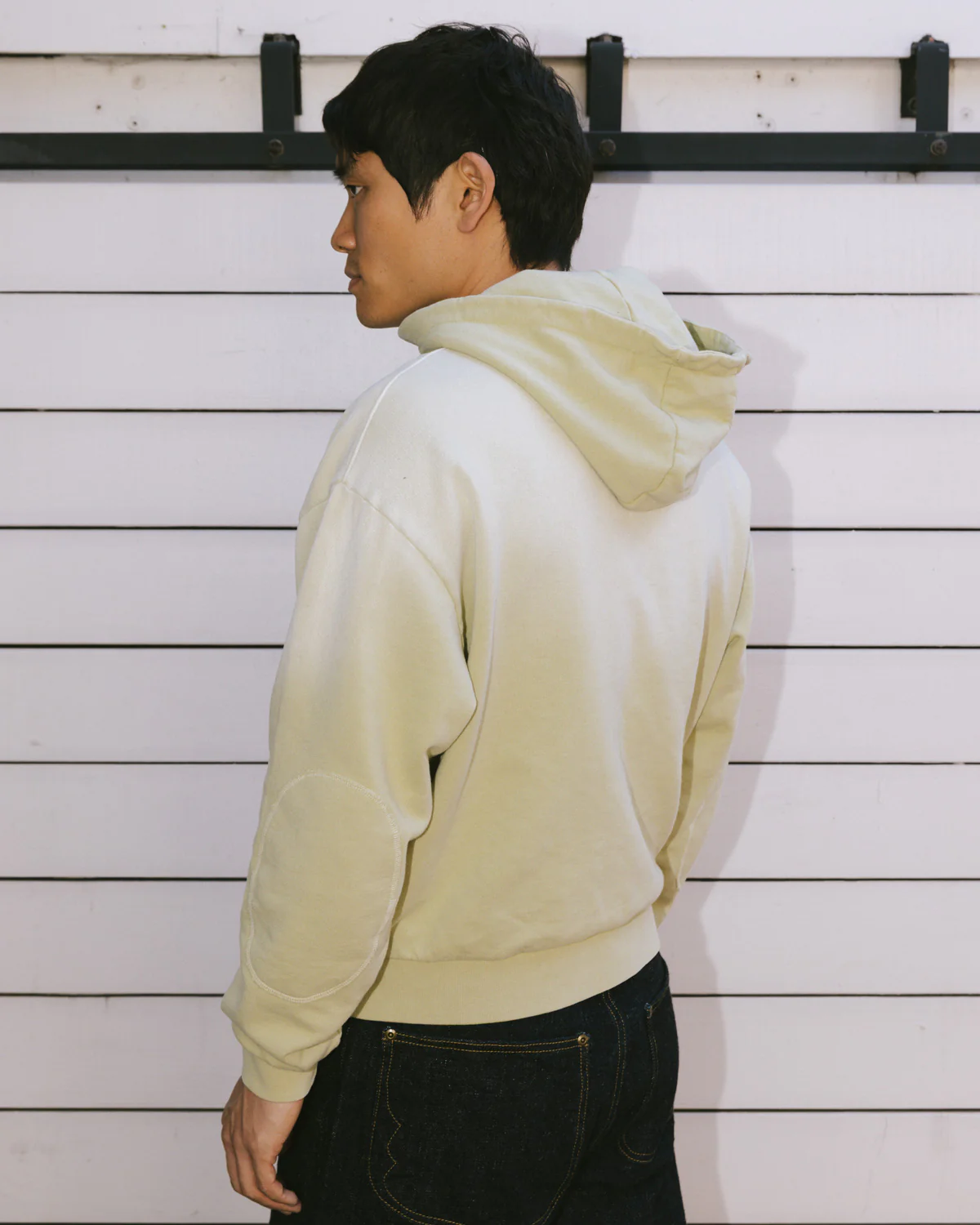 Padded Elbow Zip-Up Hoodie - Sand - Image 6