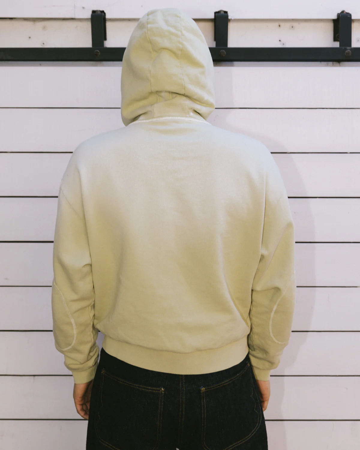 Padded Elbow Zip-Up Hoodie - Sand - Image 7