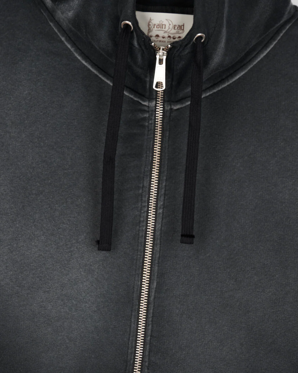 Padded Elbow Zip-Up Hoodie - Washed Black - Image 3