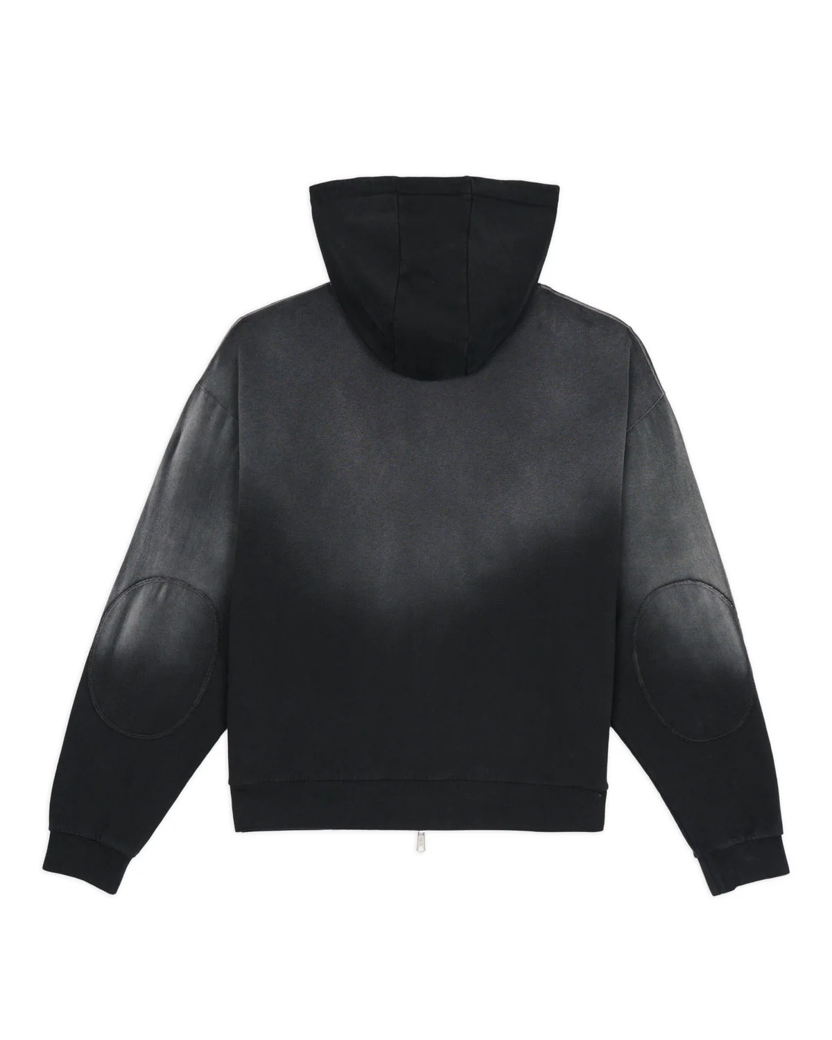 Padded Elbow Zip-Up Hoodie - Washed Black - Image 5