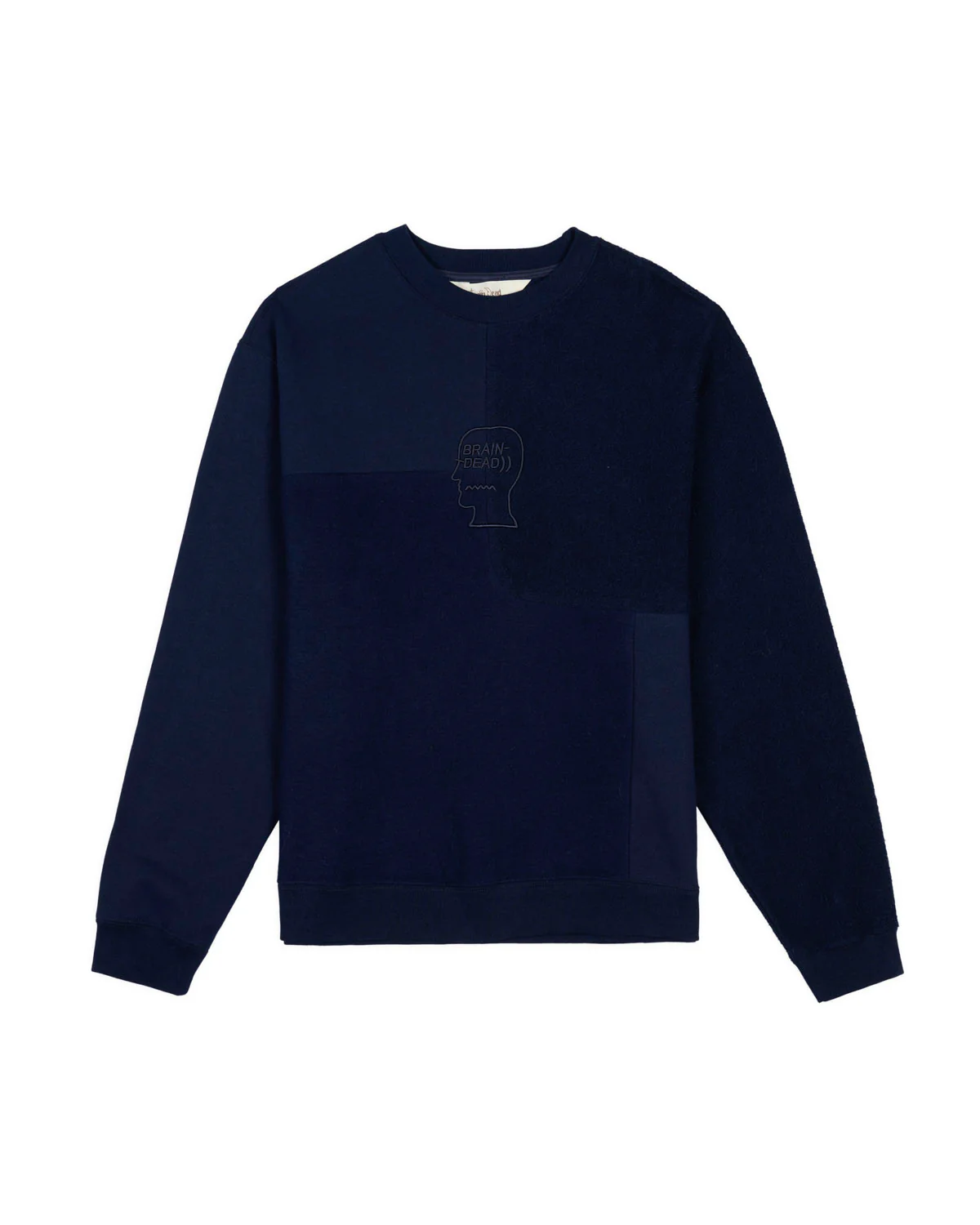 Paneled Long Sleeve Crewneck - Navy