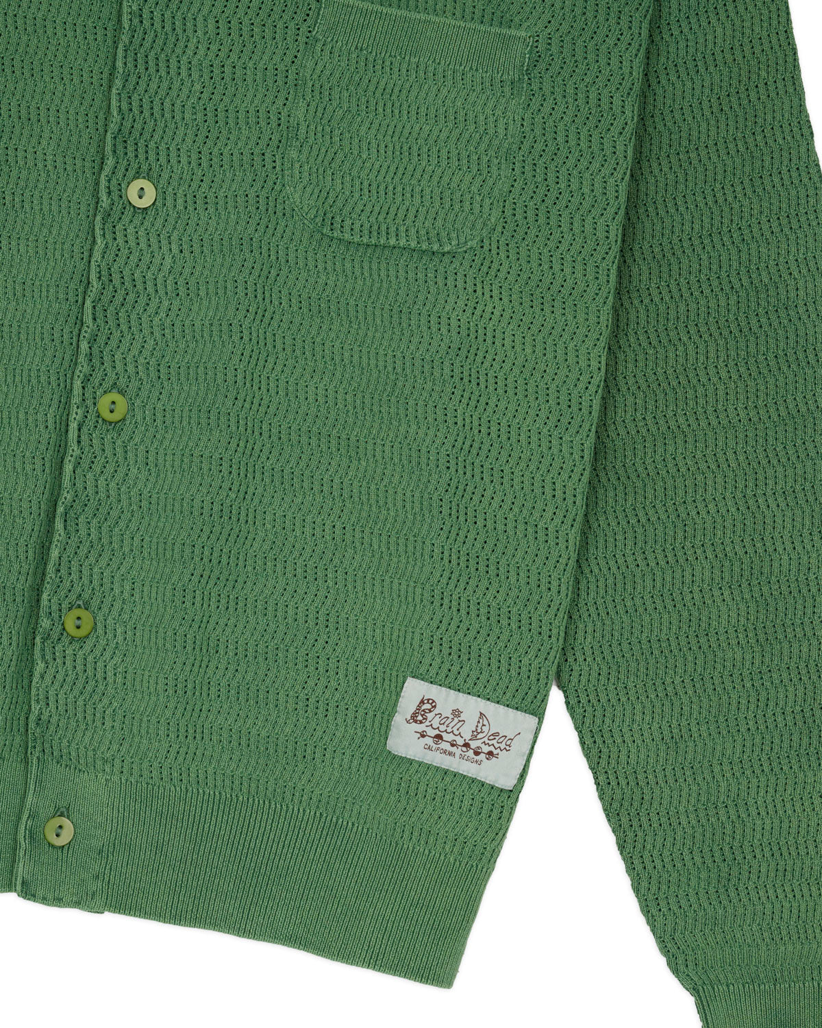 Pigment Dye Long Sleeve Polo Sweater - Green - Image 3