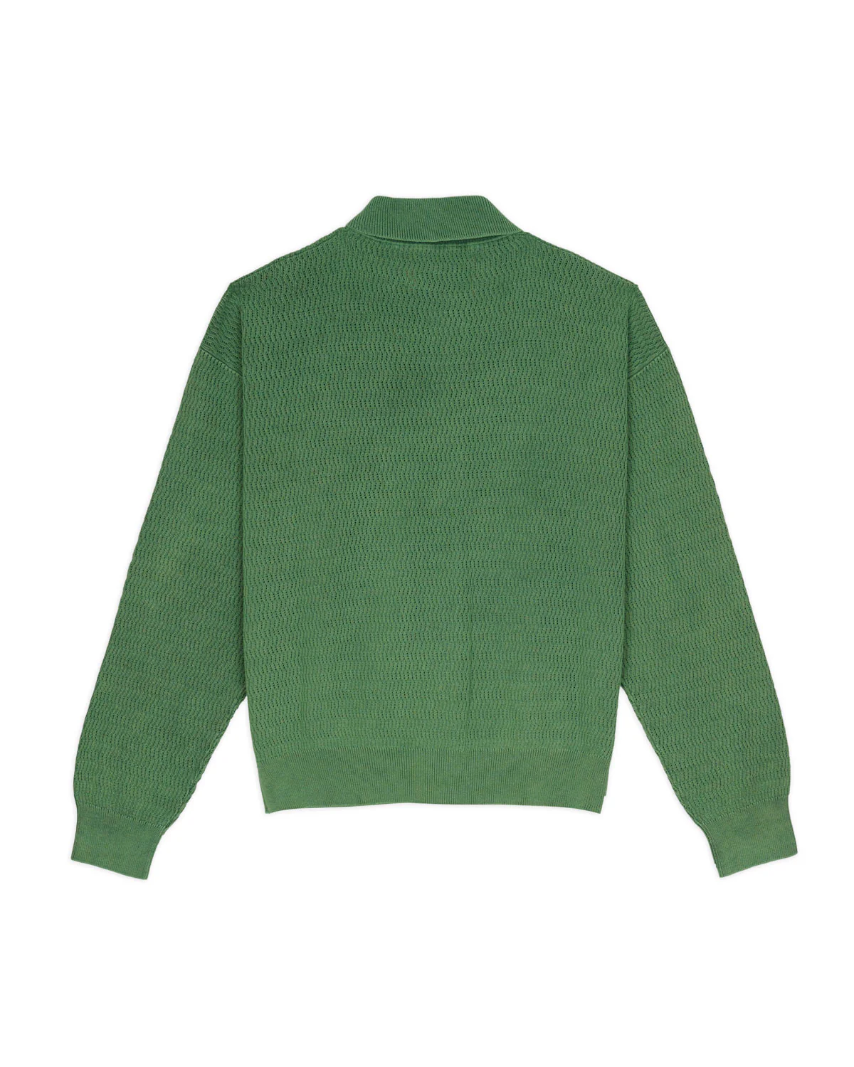 Pigment Dye Long Sleeve Polo Sweater - Green - Image 5