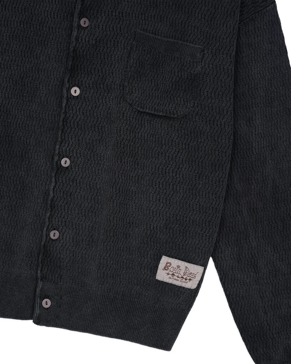 Pigment Dye Long Sleeve Polo Sweater - Ink - Image 3