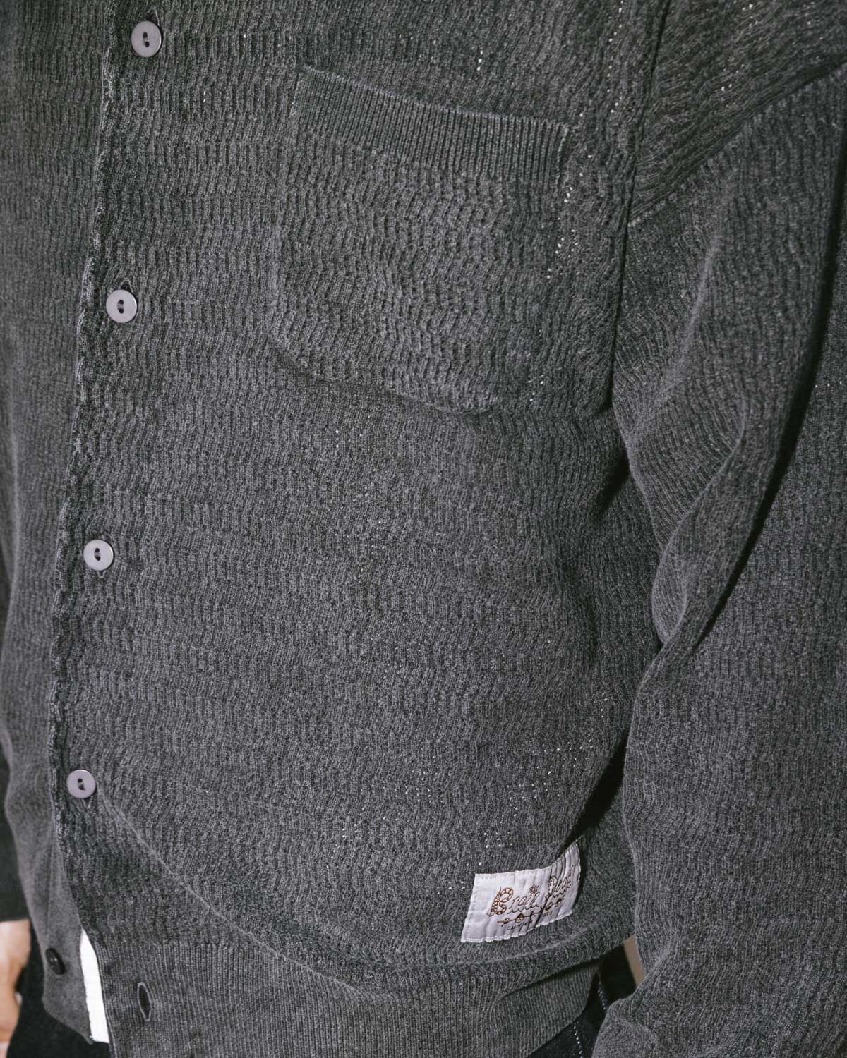 Pigment Dye Long Sleeve Polo Sweater - Ink - Image 4