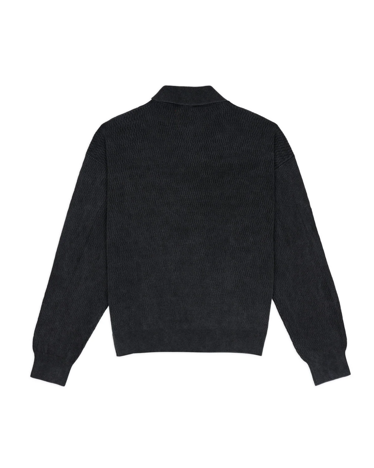 Pigment Dye Long Sleeve Polo Sweater - Ink - Image 5