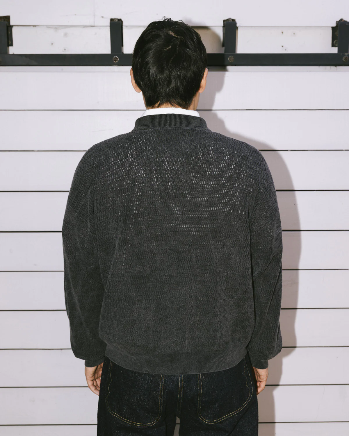 Pigment Dye Long Sleeve Polo Sweater - Ink - Image 7