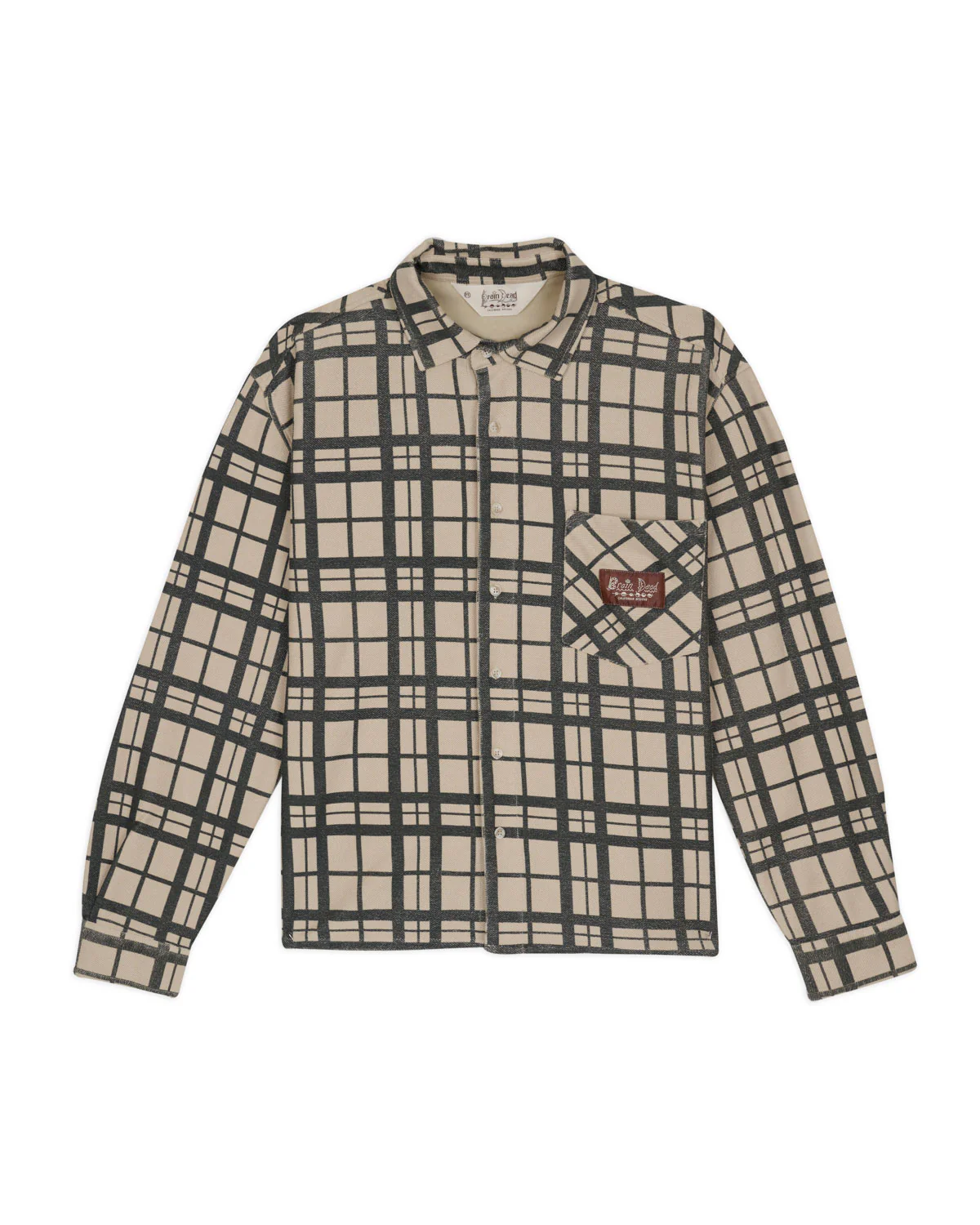 Plaid French Terry Button Up - Sand