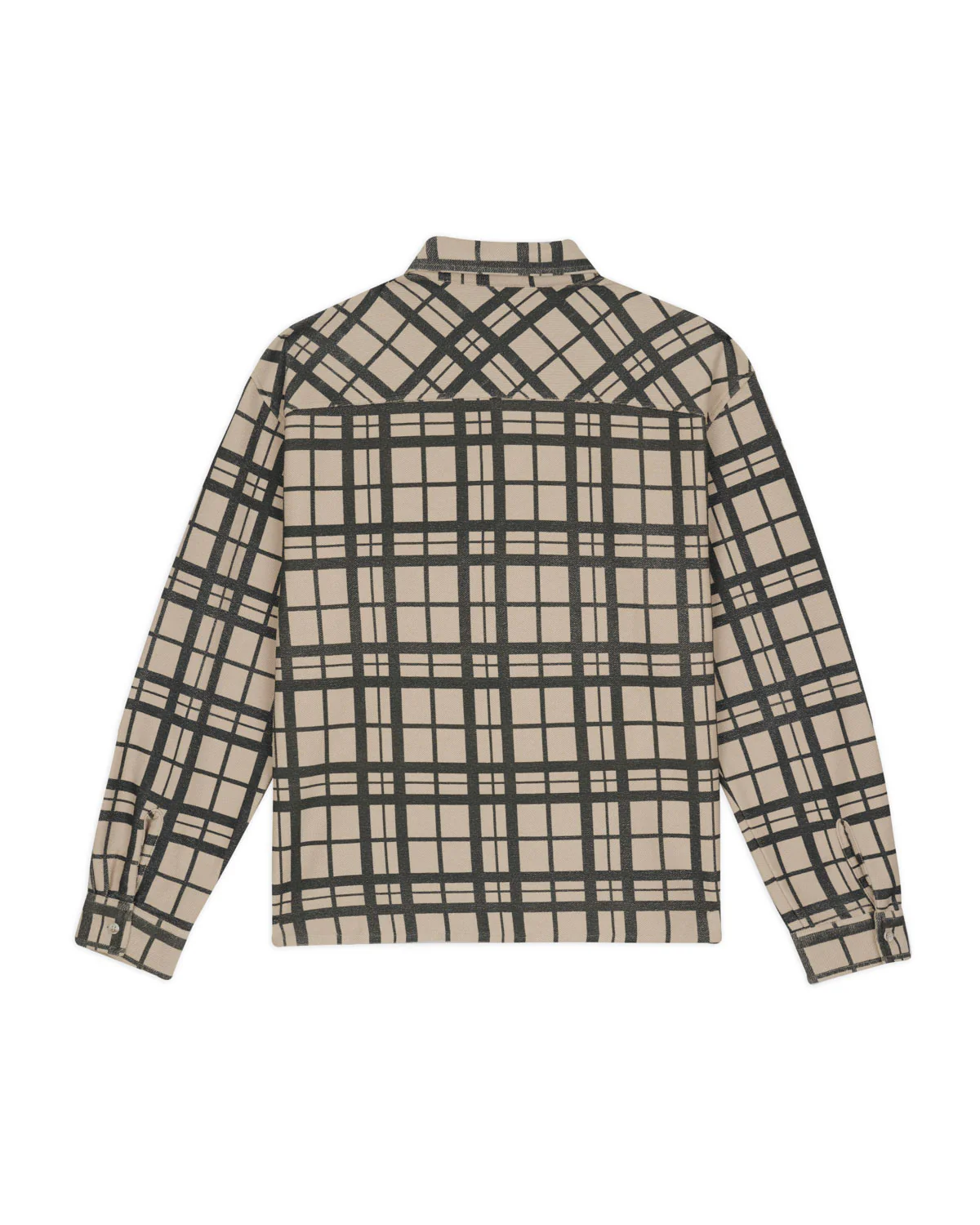 Plaid French Terry Button Up - Sand - Image 5