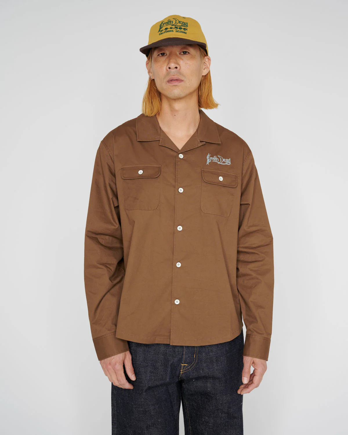 Poplin Camp Collar Shirt - Chocolate - Image 2