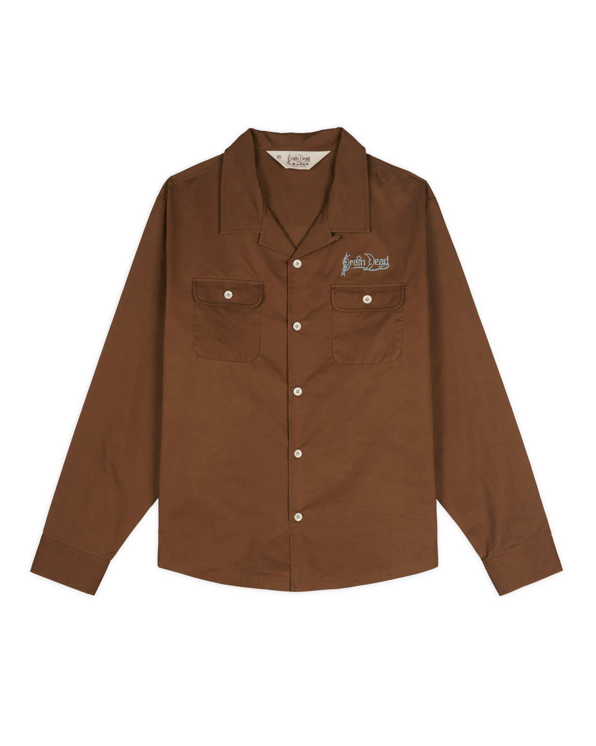 Poplin Camp Collar Shirt - Chocolate - Image 3