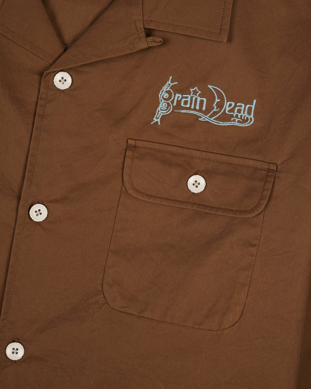 Poplin Camp Collar Shirt - Chocolate - Image 5