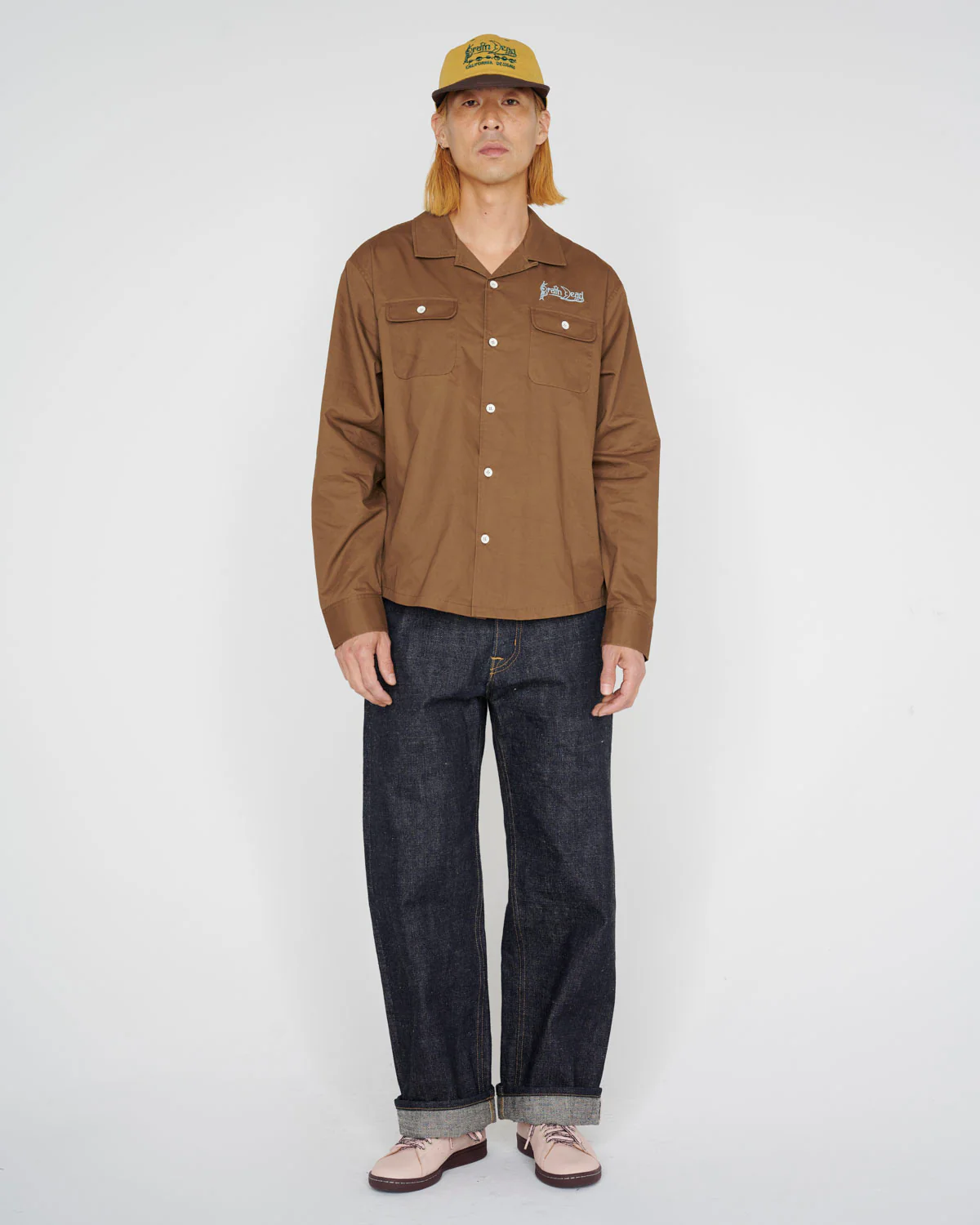 Poplin Camp Collar Shirt - Chocolate - Image 9
