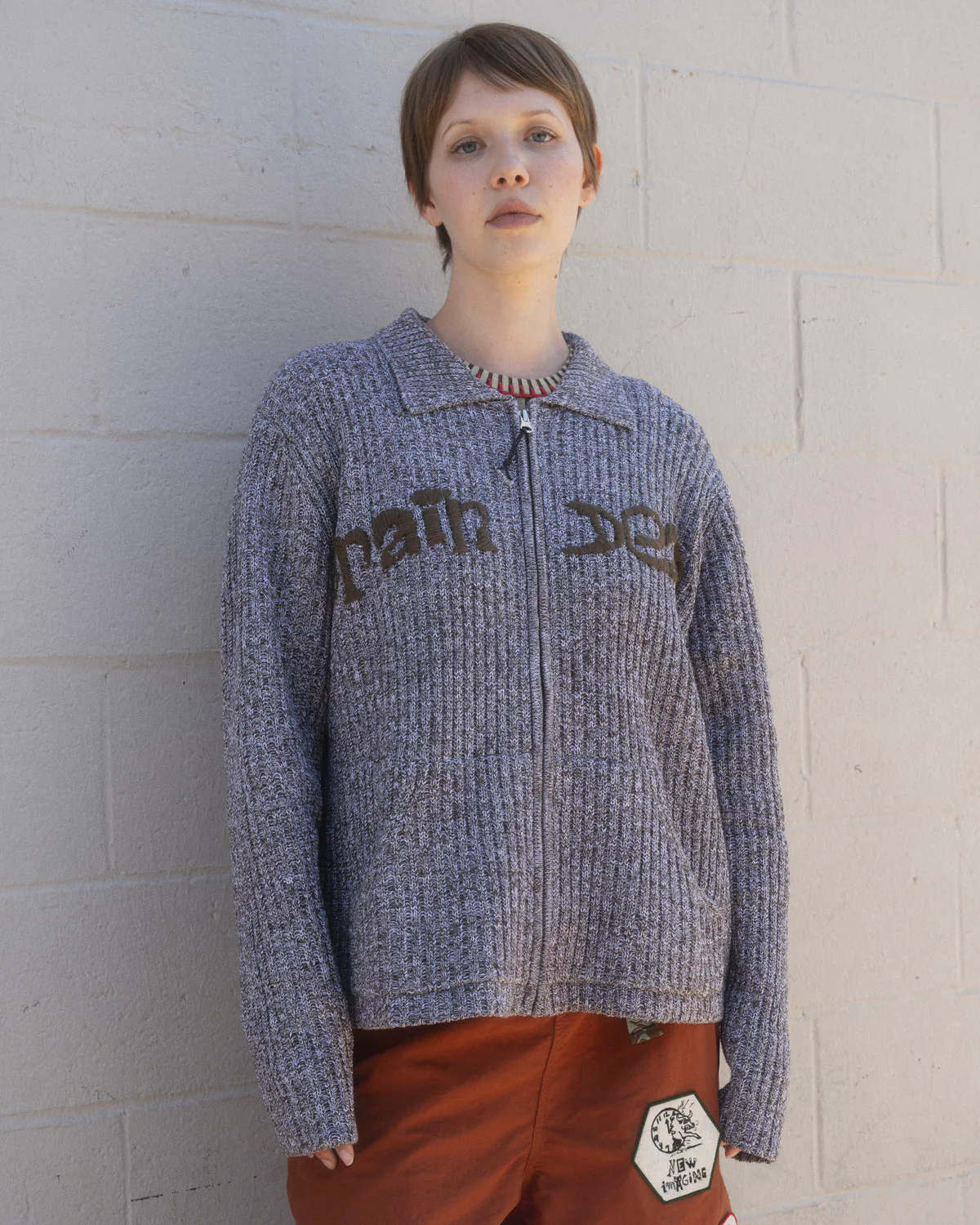 Rib Knit Cardigan - Brown Multi - Image 5