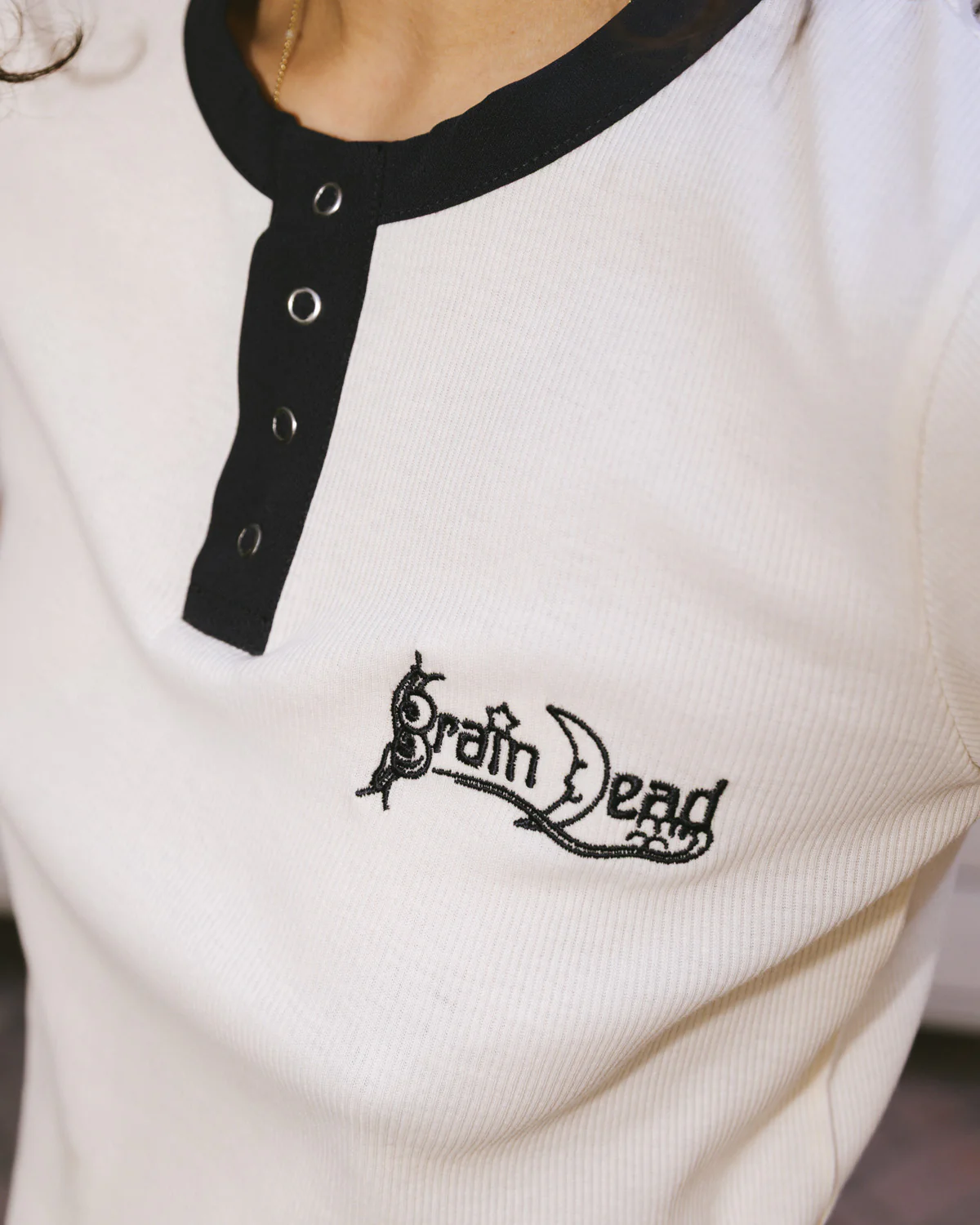 Ribbed Henley - Natural - Image 6